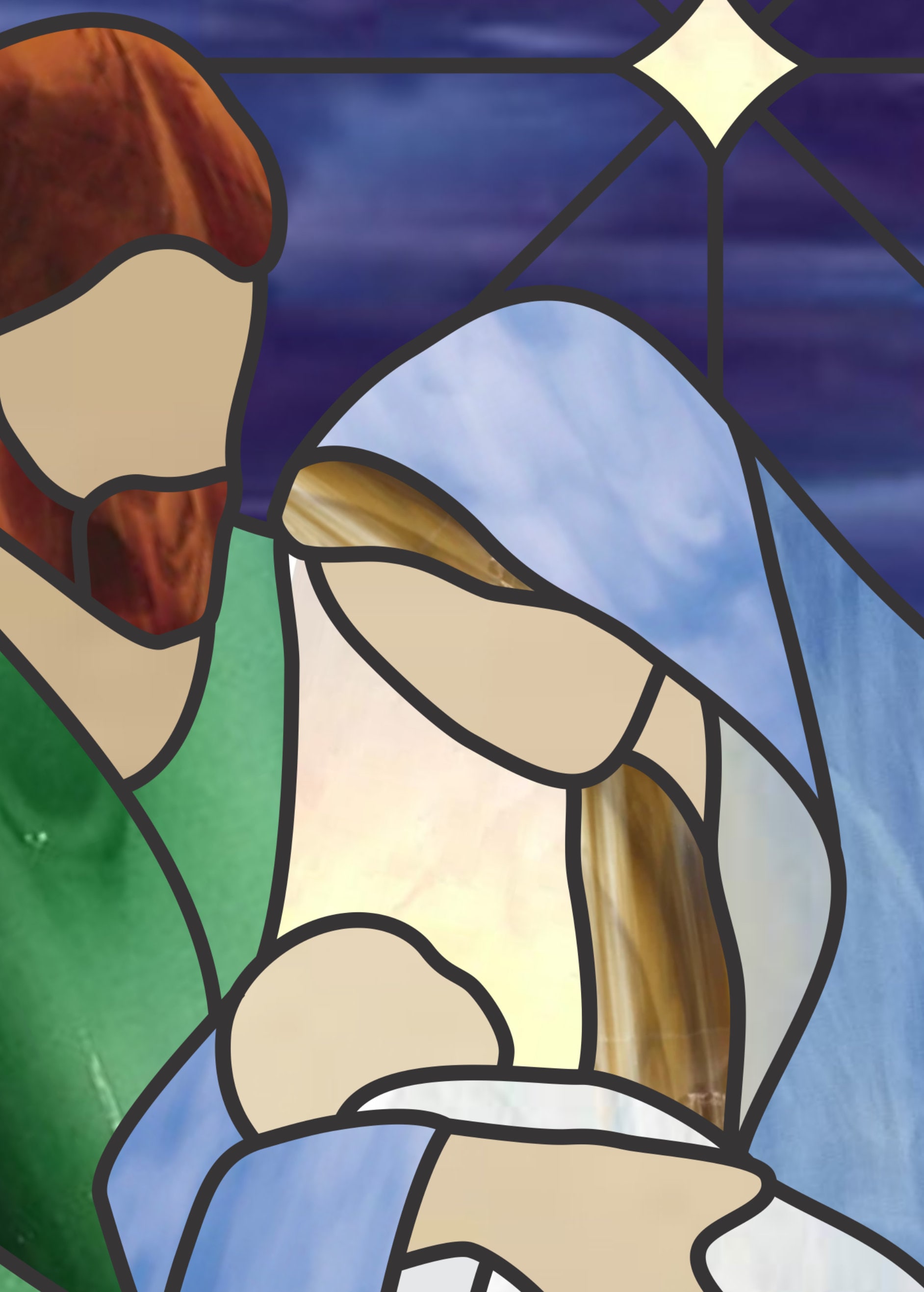 Nativity Scene Stain Glass Design .PDF Pattern Easy Digital Instant