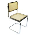 Marcel Breuer B32\/S32 Cesca Dining Cantilever Side Chair w\/ Chrome Steel Frame and Black Solid Beech Wood Cane Seat & Back