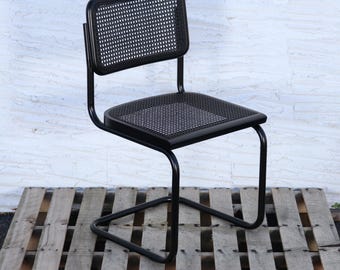 Cesca Black and Chrome Chair With Cane Seat & Back - Etsy