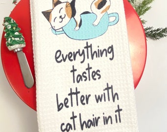 Cat Kitchen Towel. Cat Kitchen Decor. Kitty Kitchen Tea Towel. Cat lover gift. Housewarming gift
