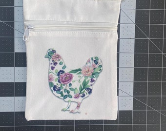 Cat and Chicken Zipper bag/ 3 bag Styles / Cosmetic Bag / mini Zipper Pouch / Crossbody Pouch