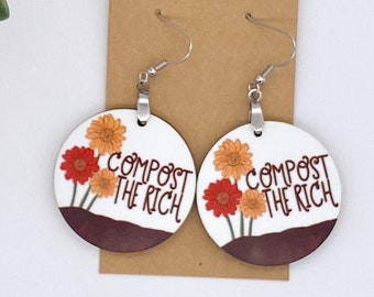 Compost the Rich Earrings, Dangle and drop earrings, Political Earrings, Socialist, Anti-Capitalism