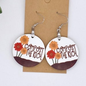 Compost the Rich Earrings, Dangle and drop earrings, Political Earrings, Socialist, Anti-Capitalism