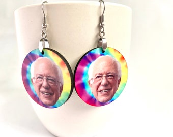 Bernie Sanders earrings / Bernie Jewelry / Fun earrings / Feel the Bern earrings / Tie Dye Bernie 2020 earrings