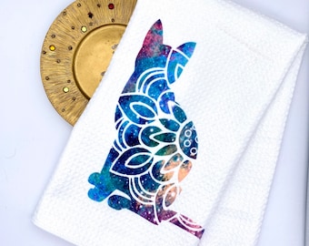 Mandala Cat Kitchen Towel. Galaxy Cat Kitchen Decor. Kitty Kitchen Tea Towel. Cat lover gift. Housewarming gift