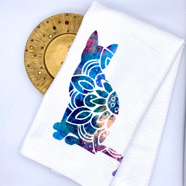 Mandala Cat Kitchen Towel. Galaxy Cat Kitchen Decor. Kitty Kitchen Tea Towel. Cat lover gift. Housewarming gift