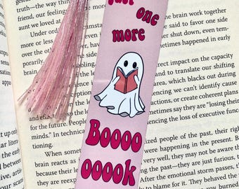 Pastel Halloween Bookmark, Metal bookmark with tassel. Booook. Cute Ghost bookmark. Spooky Babe. Book lover gift
