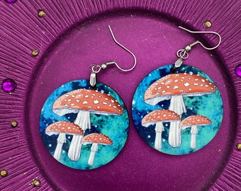 Mushroom Forest earrings. Shroom Earrings. Unique Jewelery, Fairy garden