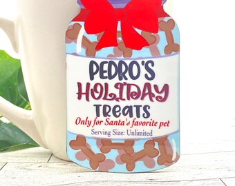 Custom Dog Ornament, Dog Treat Ornament, Dog Christmas Ornament. Gift for dog lover 2022. Cute puppy ornament