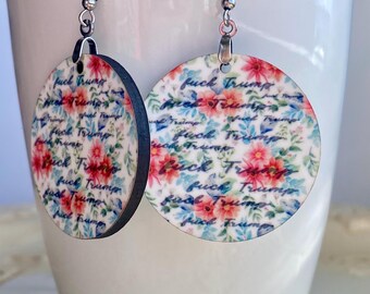 Subtle F*ck Trump Earrings, FDT, , Dangle and drop earrings, Political Earrings, Anti-Trump gift, Fuck Donald Trump jewelry