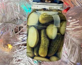 Pickle Jar Ornament, customizable, Glass Jar,  2025, Funny Christmas Ornament. Watercolor jar, Farmhouse Christmas, Country Christmas