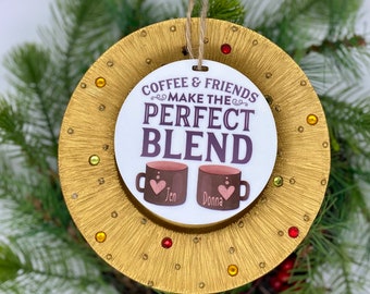 Gepersonaliseerde koffie ornamentt/beste vriend ornament/koffie minnaar ornament aangepaste gift