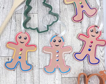 LGBTQ+ Christmas Ornament, Gingerbread Cookie, Pansexual Flag, Bisexual, Transgender, Rainbow, Inclusive Pride
