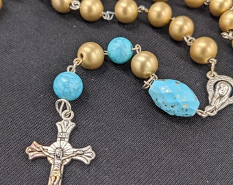 Teal and Gold Rosary