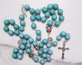 Blue St. Benedict Rosary Beads