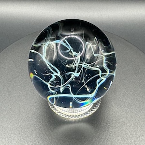 Silver Fumed Borosilicate Glass Marble 1.8&quot; Handmade Fathers Day Gift