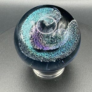 Twisted and Backed Dichroic Borosilicate Glass Marble 1.8" Handmade Fathers Day Gift