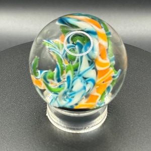 Cane Twist Borosilicate Glass Marble 1.5" Handmade Fathers Day Gift