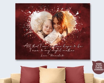 Heartwarming Custom Text Canvas Print from Photo, Love Mom Quote and Poem, Personalized Wall Art, Special Mother's Day Gifts, Gift For Her