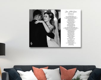 Wedding Photo on Canvas with First Dance Song Lyrics, Personalized Wedding Gift, Newlywed Gift, Custom Anniversary Gift, Room Decor