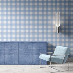 Checkered Blue  Peel and Stick Wallpaper, Removable Art Deco Wallpaper, Printable  Living Room Wall Art Wall Decor