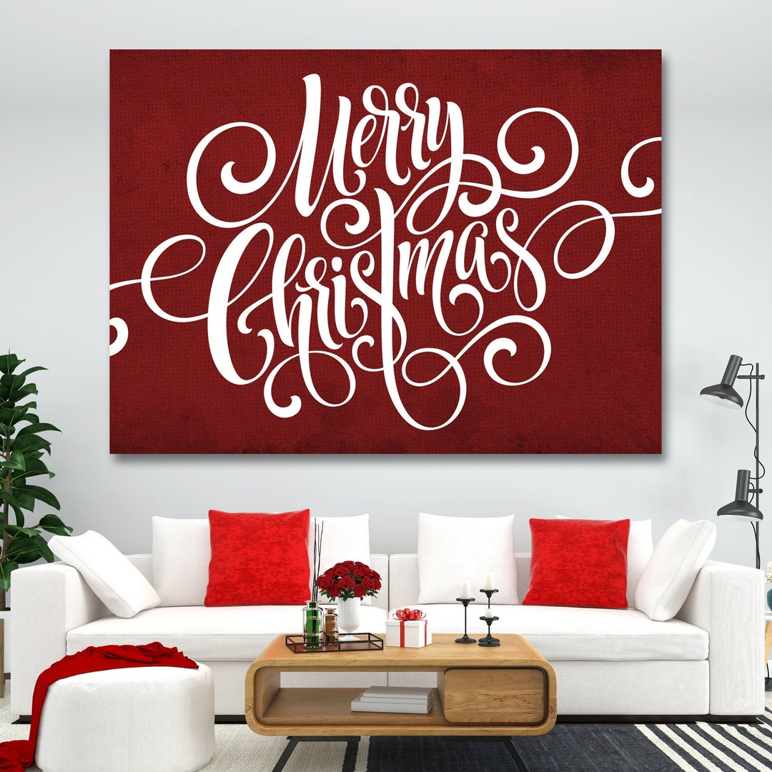 Merry Christmas Wall Art Canvas, Christmas House Decoration, Wall Decor