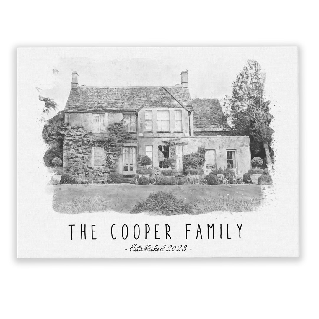 Custom Chalk Sketch Painting of House Housewarming Gift Etsy