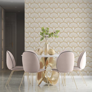 White and Yellow Scales Wallpaper, Geometric Peel and Stick Wallpaper, Shells Removable Wallpaper, Shells Wall Mural Minimalistic Wall paper