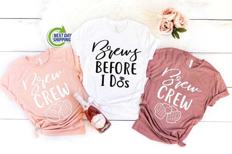 Brew Crew Bachelorette Shirts Brews Before I do's Bridal image 0