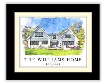Custom House Frame, House Portrait From Photo, Hand Painted House, Illustration Watercolor Of New Home, Our First Home Watercolor