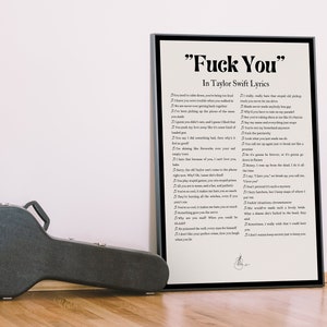 F*CK YOU In Tay Tay Lyrics | Neutral | Digital Tay Tay Poster - For Fan Girls and Music Lovers