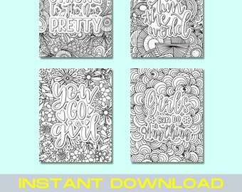 Female Empowerment Quotes Coloring Pages, Adult Coloring Pages Printable, Adult Coloring Page Printable, Coloring Page for Adult Printable
