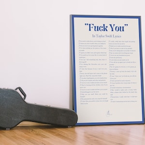 F*CK YOU In Tay Tay Lyrics | Blue | Digital Tay Tay Poster - For Fan Girls and Music Lovers