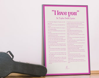 I LOVE YOU In Tay Tay Lyrics | Pink | Digital Tay Tay Poster - For Fan Girls and Music Lovers