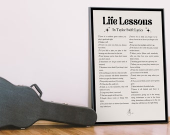 Inspirational Life Lessons Poster: Tay Tay Lyrics in Neutral - Perfect Gift for Fan Girls and Tay Tay Fans | Digital Download
