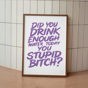 ¿Bebiste suficiente agua hoy, estúpido B****? Arte de cita en negrita, Póster tipográfico, Impresión de pared moderna y motivacional - DESCARGA DIGITAL