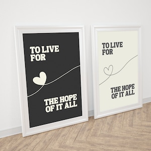 Set of 2 - To Live For The Hope Of It All: Tay Tay AUGUST Lyrics Poster - Digital Art Print