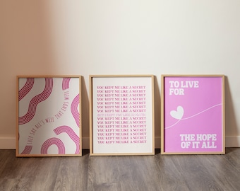 3er-Set Tay Tay Prints | August & Red Songtext Fan Girl Poster, Geschenk, Sofort Download