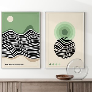 Set of 2, Green Bauhaus Print, Bauhaus Exhibition Poster, Bauhaus Design, Bauhaus Wall Art, Exhibition Wall Art, Bauhaus Poster - Download
