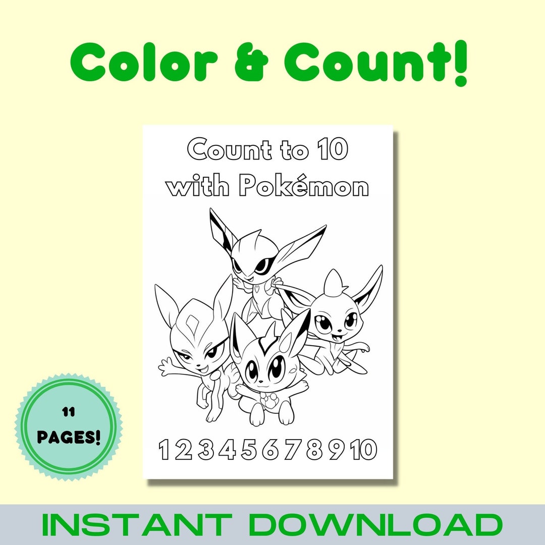 Pokemon Counting Chart 11 Counting Pokémon Coloring Pages Coloring Book Coloring - Etsy