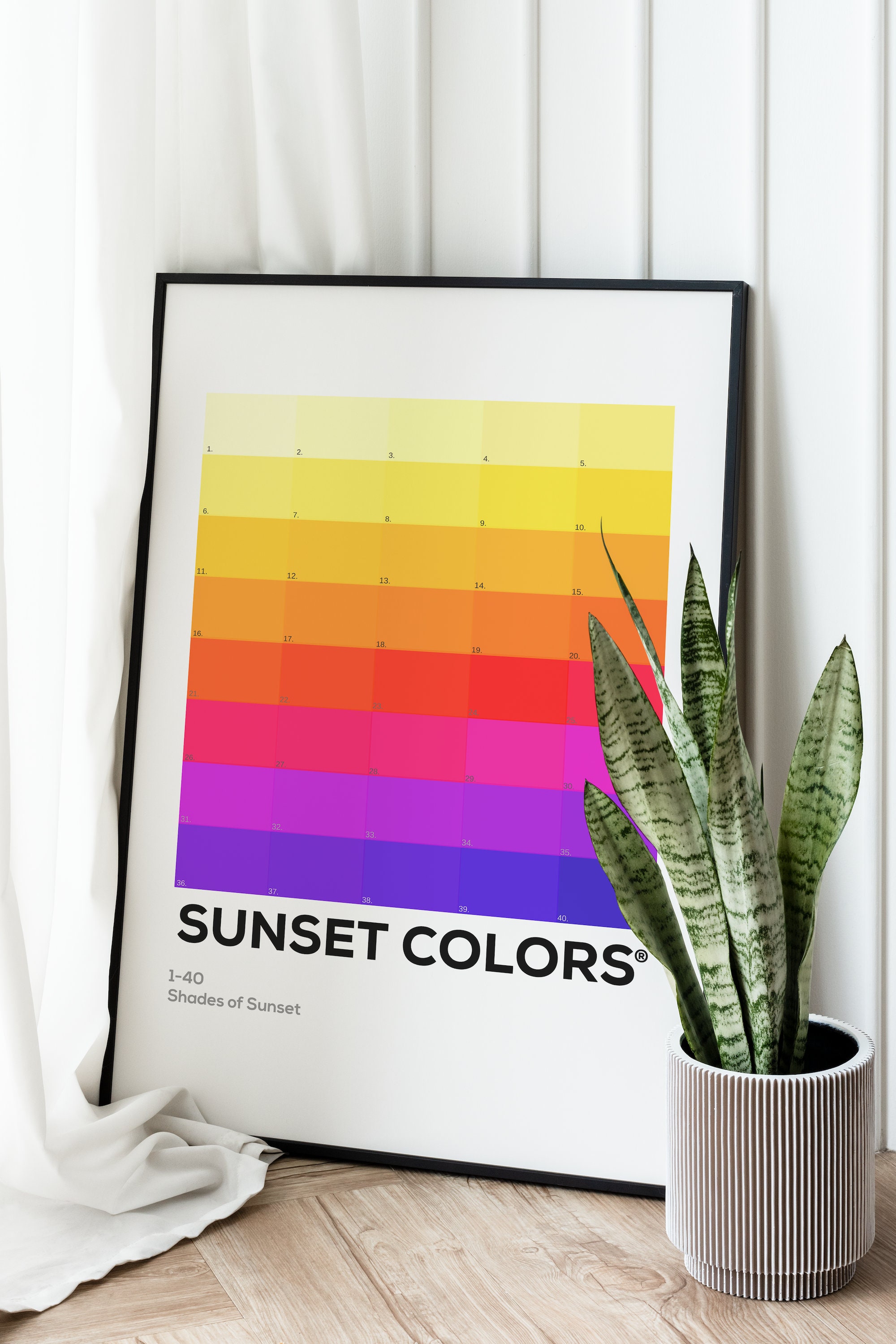 Sun Set Chart Colors of the Sunset Chart | Pantone Style Sunset Lover Print | Sunset ...