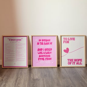 Set of 3 Digital PrinTay Tay | August, Cruel Summer, Love Lyrics | Fan Girl Poster, Gift, Instant Download
