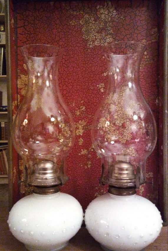 Milk Glass Kerosene Lamp Etsy
