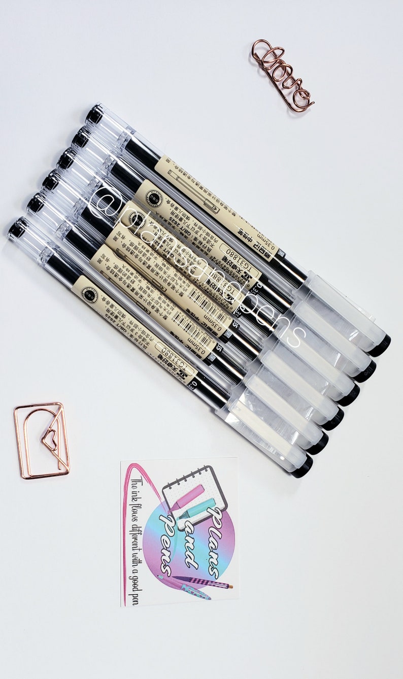 Black or Blue Gel Ink Pens 0.35 mm Needle Point