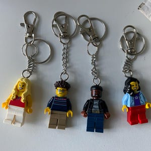 Personalised mini me minifigure key ring.