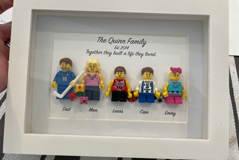 Personalized mini me minifigure frame. For up to 5 figures. Last day for Fathers Day orders : 7 June image 9