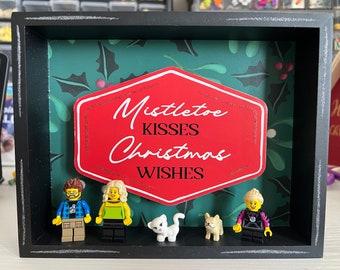 Personalized mini me minifigure Christmas / Holiday frame (up to 4 figures).   Final Xmas order : 15 December.