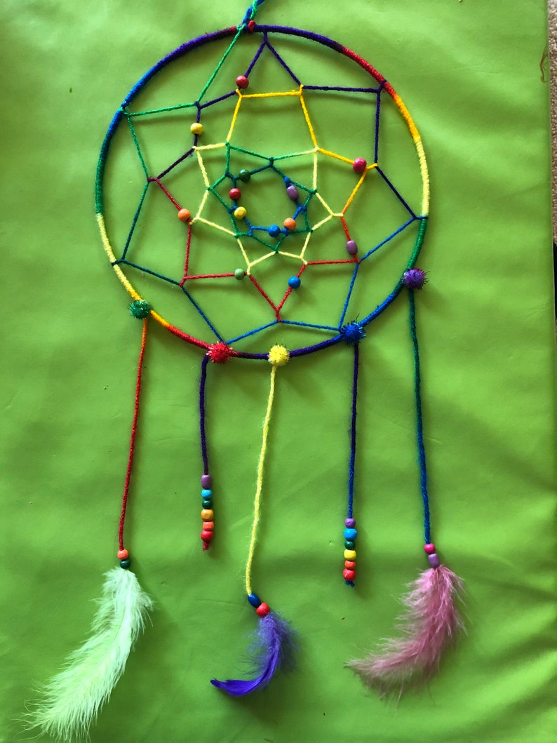 Rainbow yarn Dream Catcher Etsy