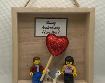 Personalised mini me minifigure wooden frame (for 2 figures).