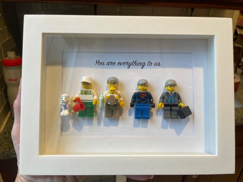 Personalized mini me minifigure frame. For up to 5 figures. Last day for Fathers Day orders : 7 June image 1